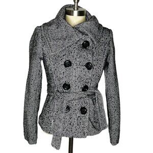 Love Culture Coat Womens/Juniors Size S Double Breasted Herringbone Wool Blend
